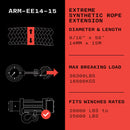 Armortek Extreme Synthetic Rope Extension 14mm x 15m - MBL 16,500kg