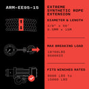Armortek Extreme Synthetic Rope Extension 9.5mm x 15m - MBL 8,500kg