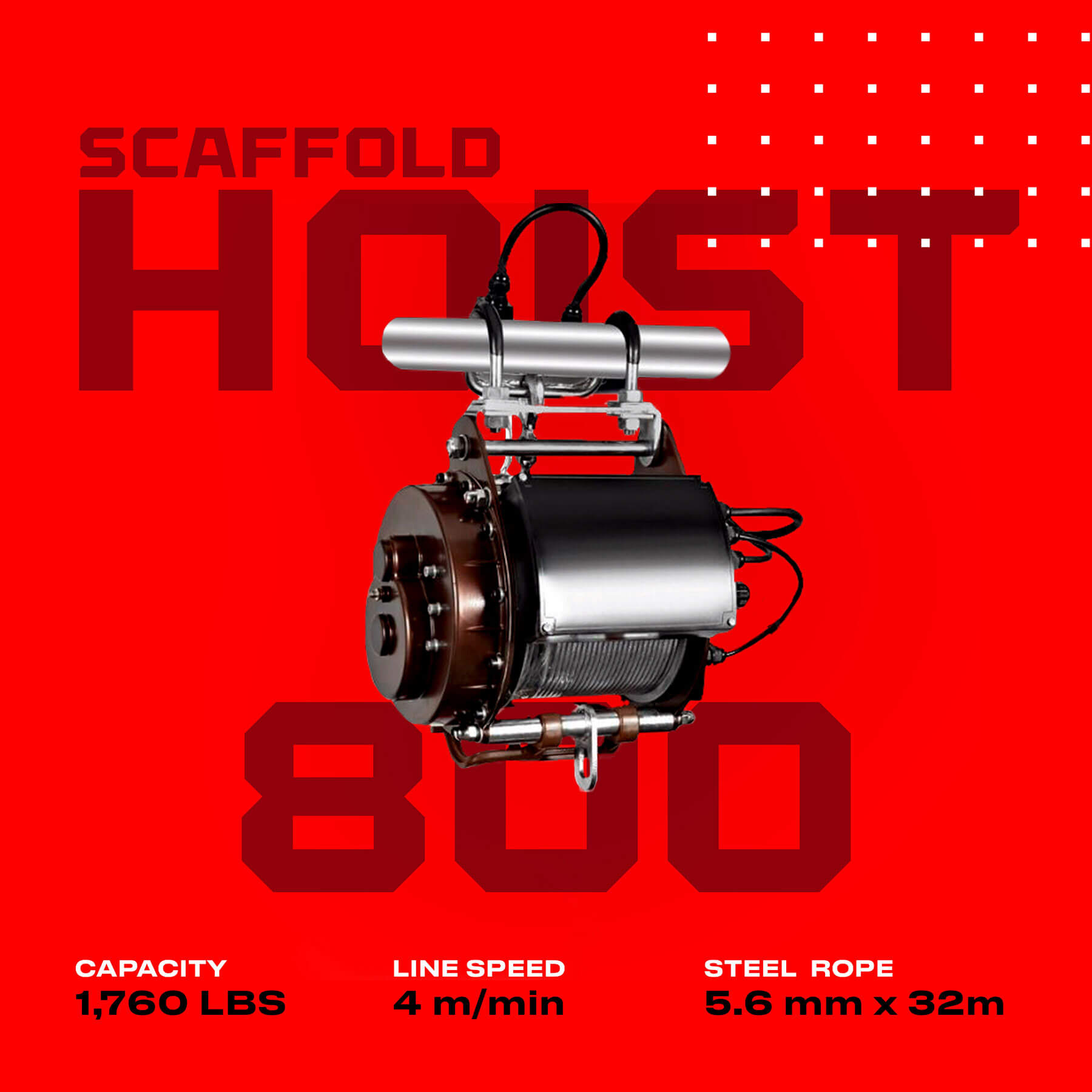 Warrior 800kg Scaffold Hoist - 110v Pendant Remote