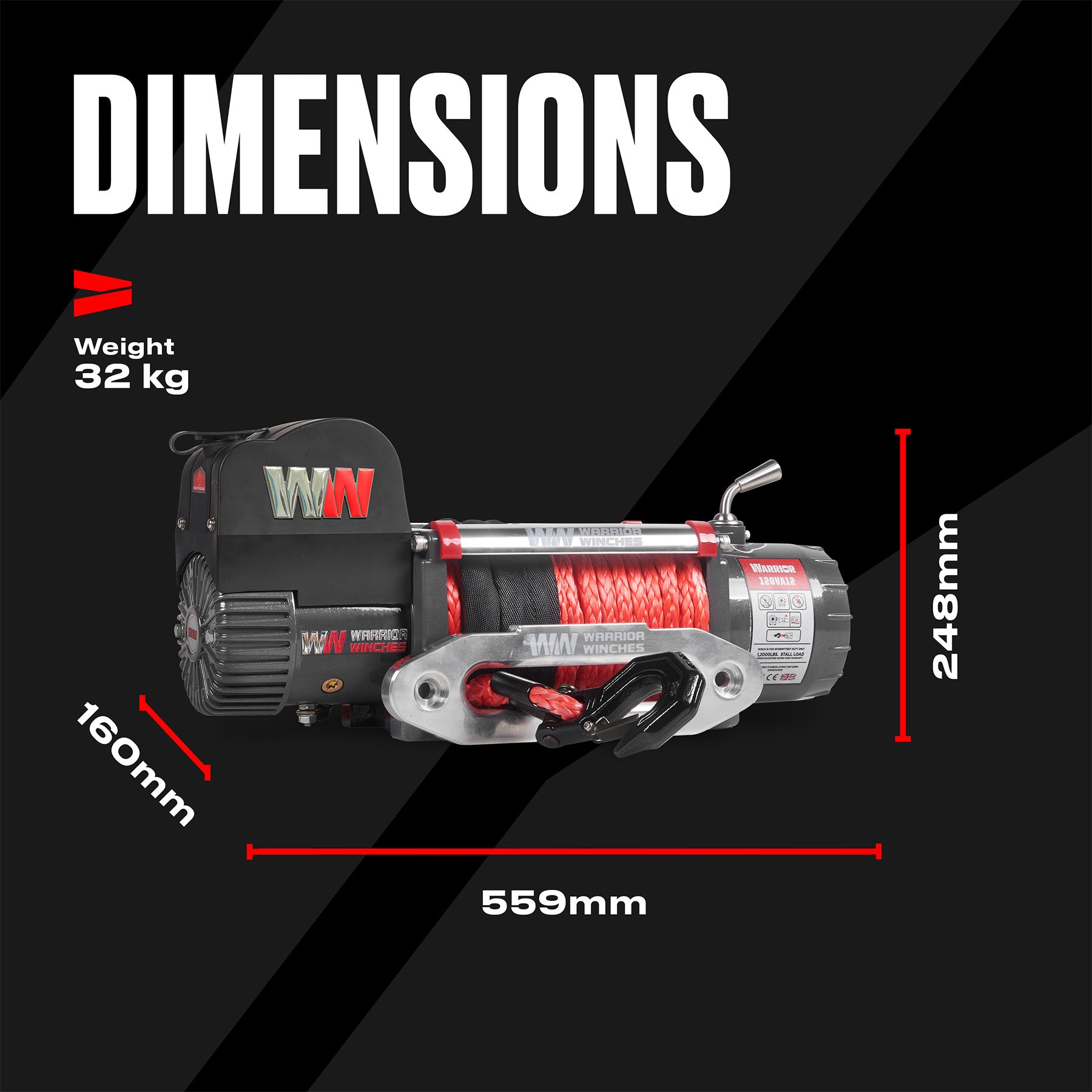 Samurai 12000 Electric Winch - 12v Synthetic Rope