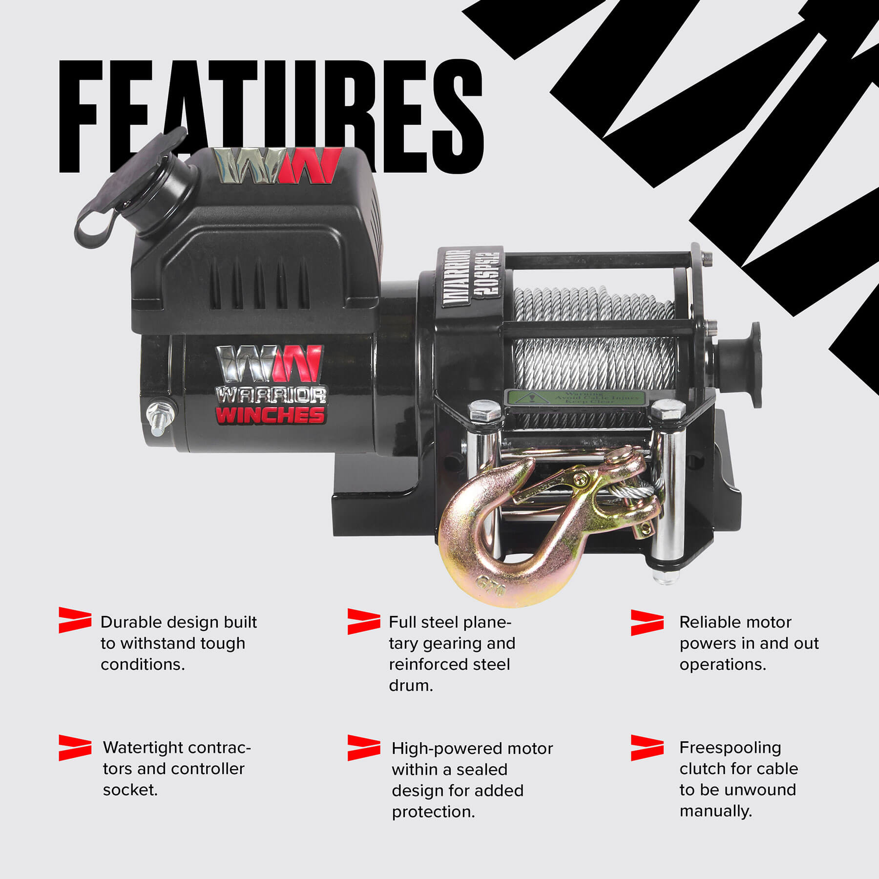 Ninja 2000 Electric Winch - 12v Steel Rope