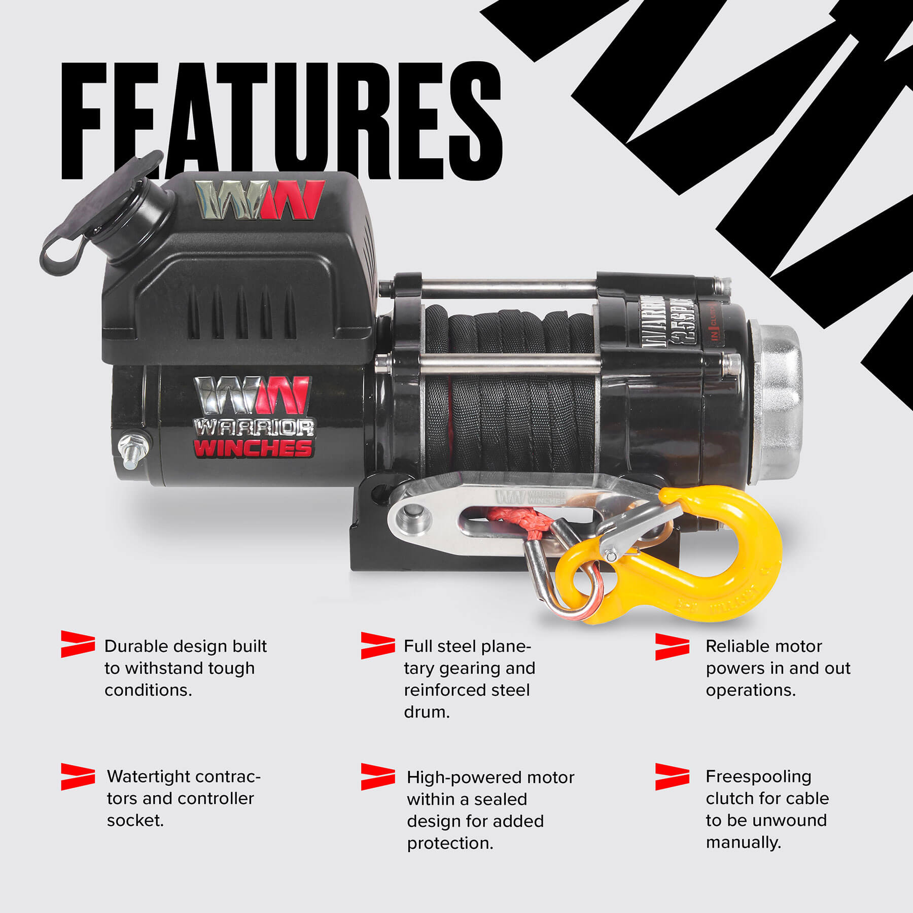 Ninja 2500 Electric Winch - 12v Synthetic Rope
