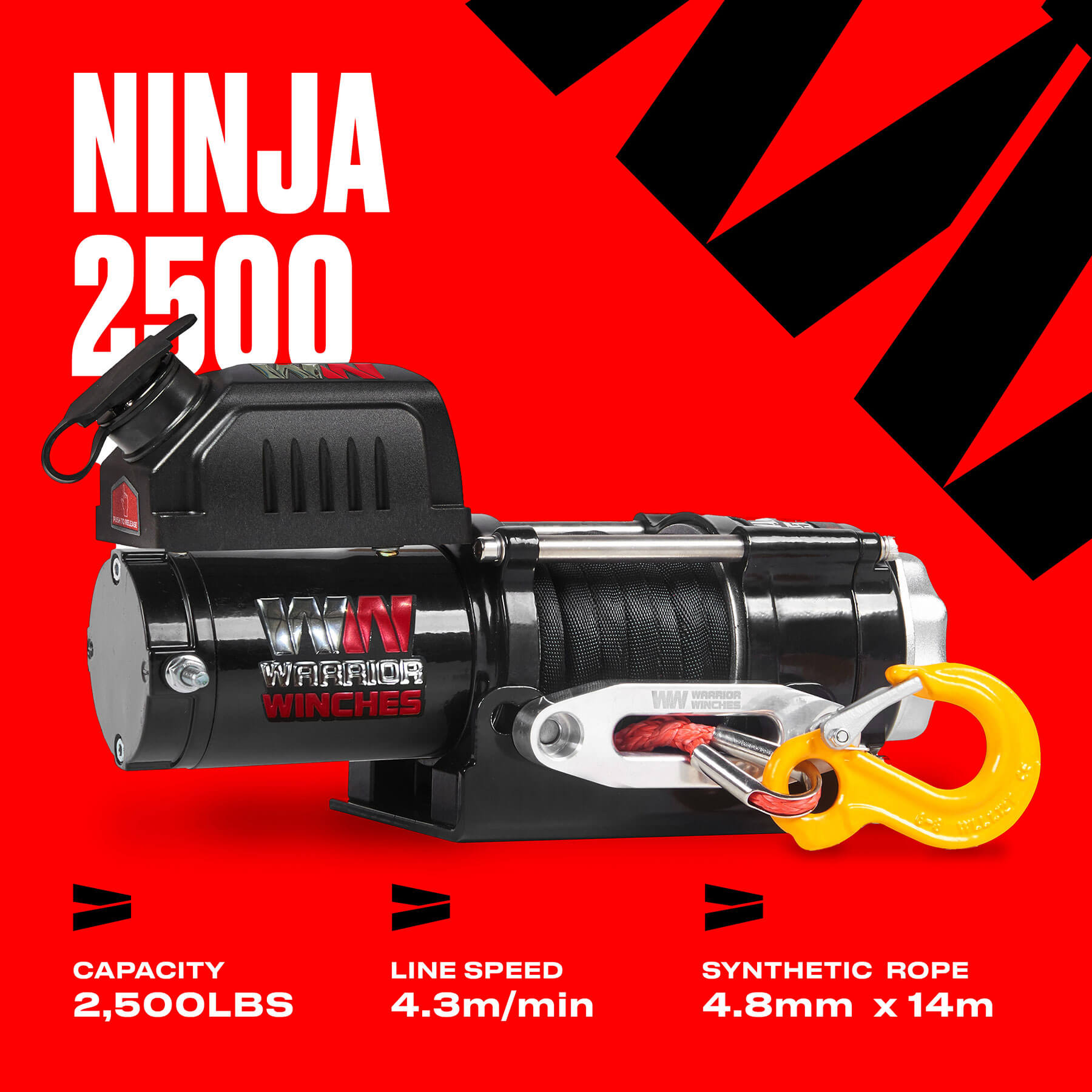 Ninja 2500 Electric Winch - 12v Synthetic Rope