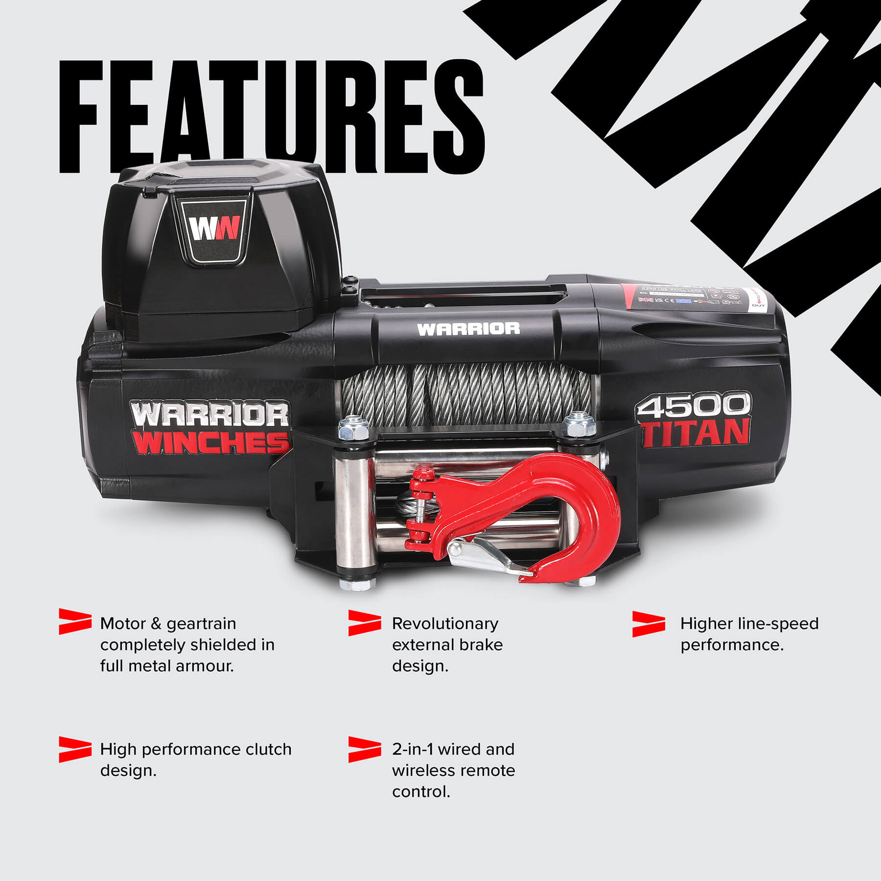 Titan 4500 Electric Winch - 12v Steel Rope