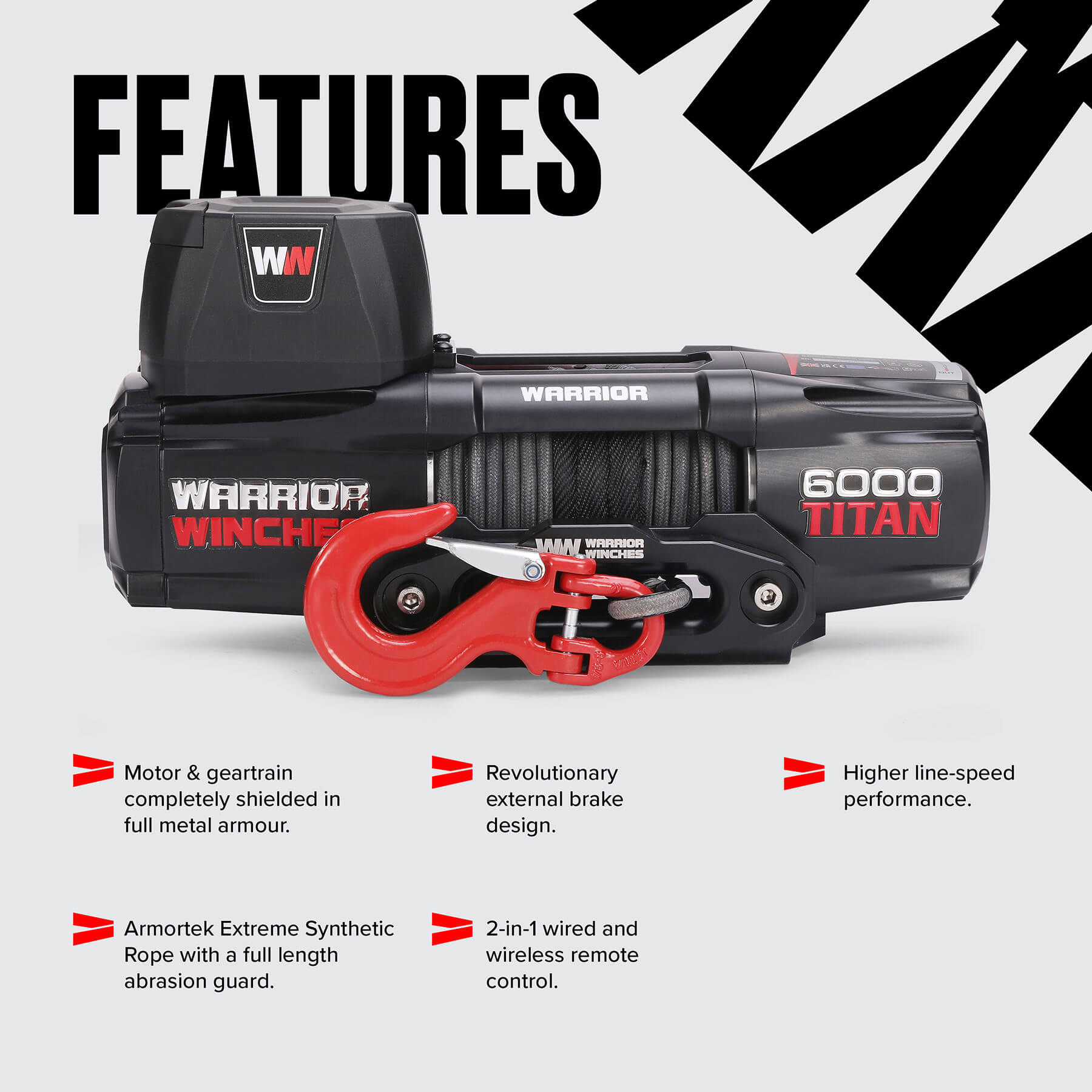 Titan 6000lb Electric Winch - 12v Synthetic Rope