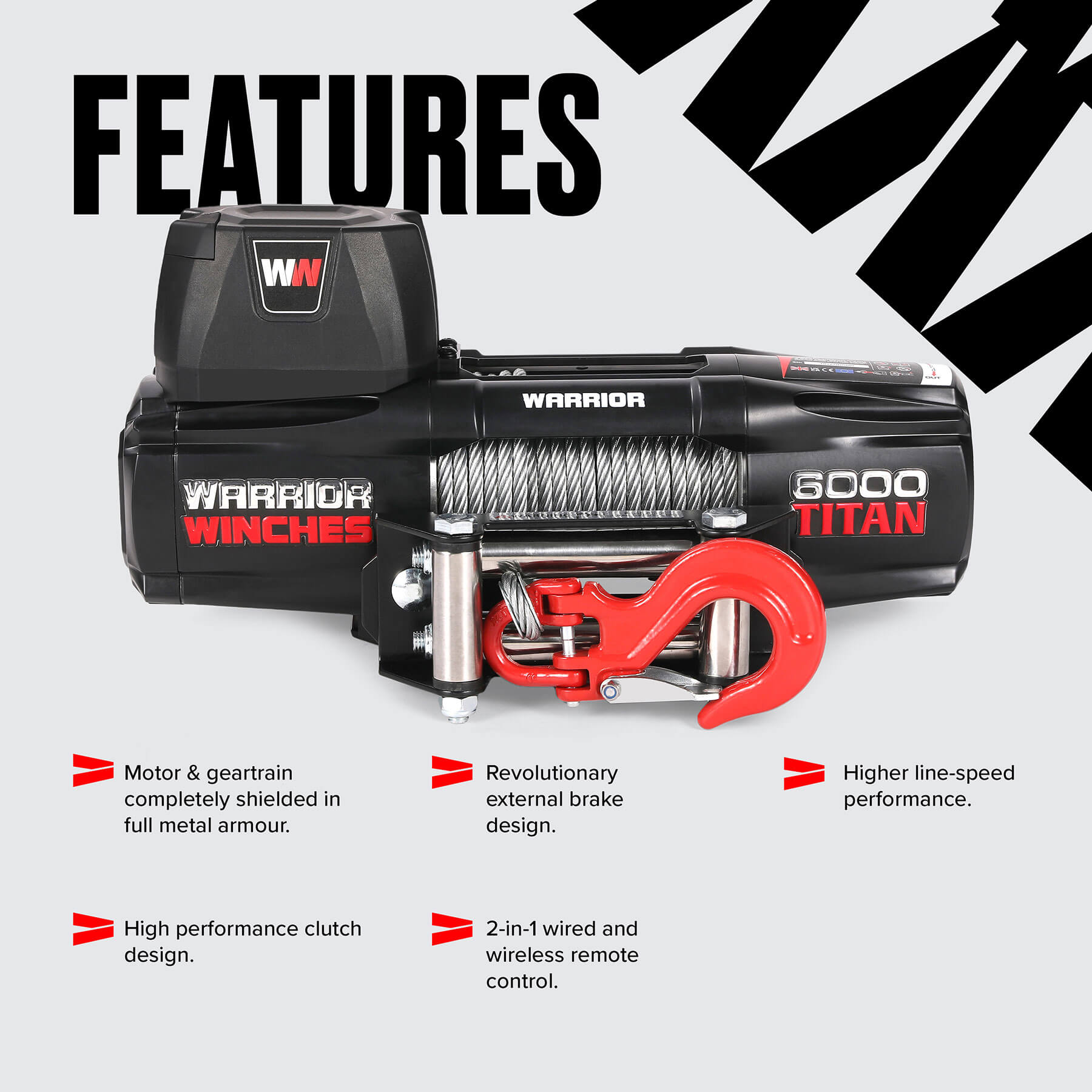 Titan 6000lb Electric Winch - 12v Steel Rope