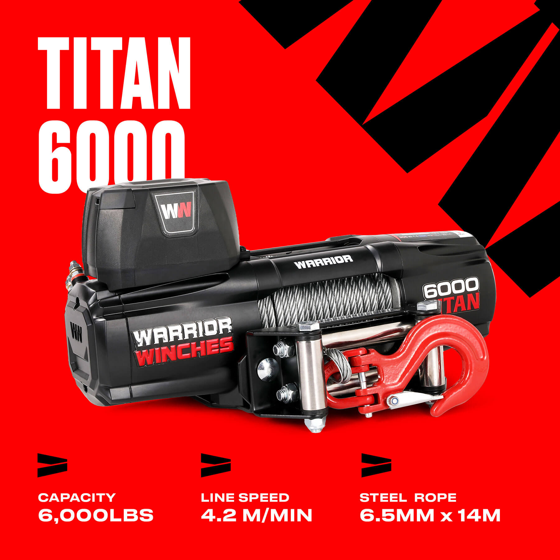 Titan 6000lb Electric Winch - 12v Steel Rope