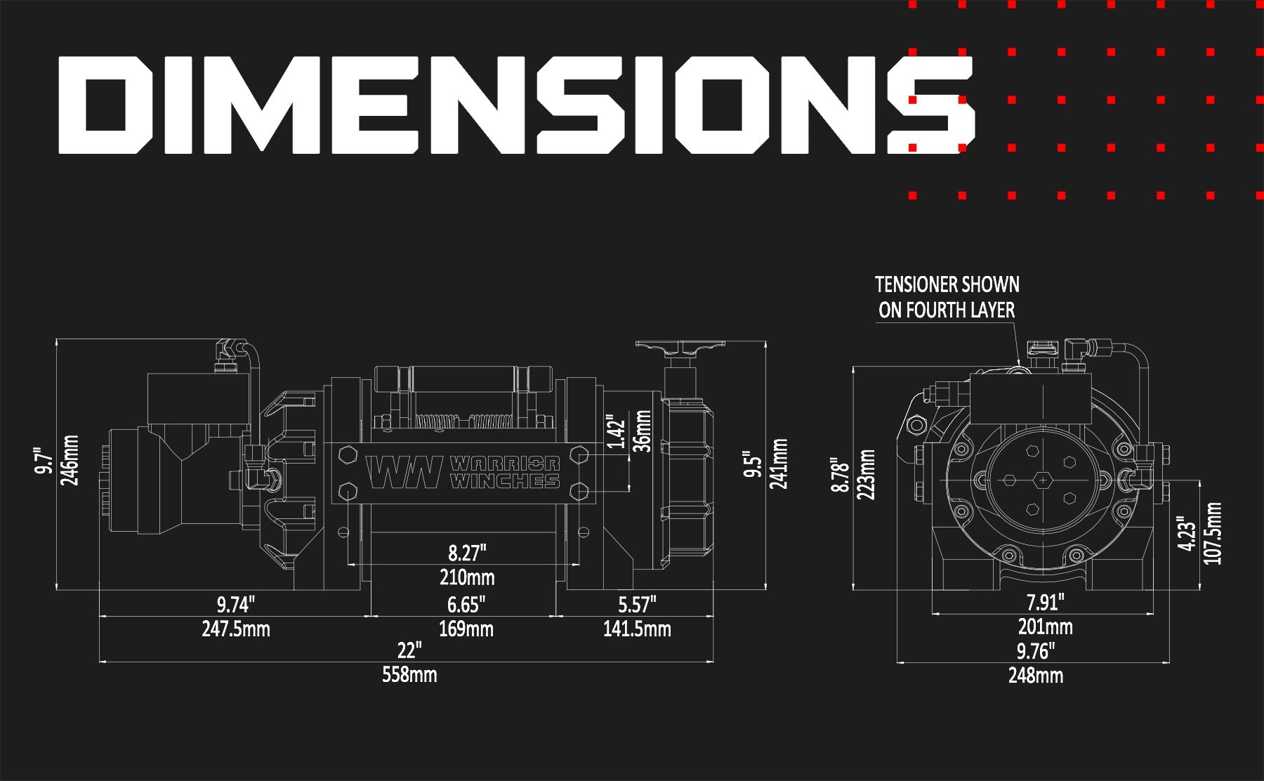 RV 8000 Hydraulic Short Drum Winch