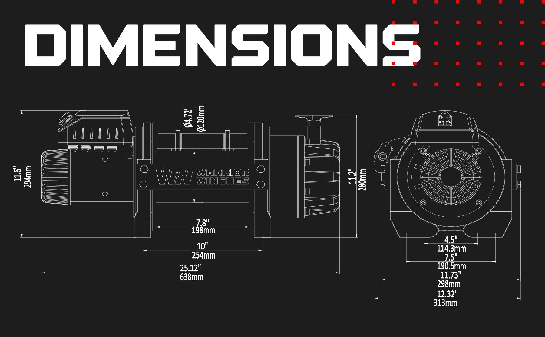 T1000 25000 Electric Winch - 12v Synthetic Rope